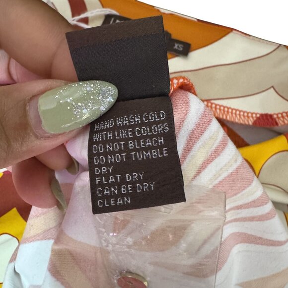 NWOT J. McLaughlin Catalina Women's Orange Geometric Pattern Long Sleeve Top XS - Picture 8 of 8